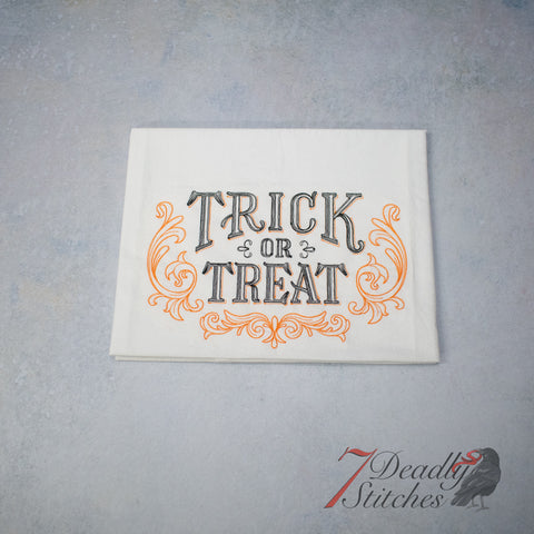 Boo-Tiful Halloween Trick or Treat Flour Sack Dish Towel