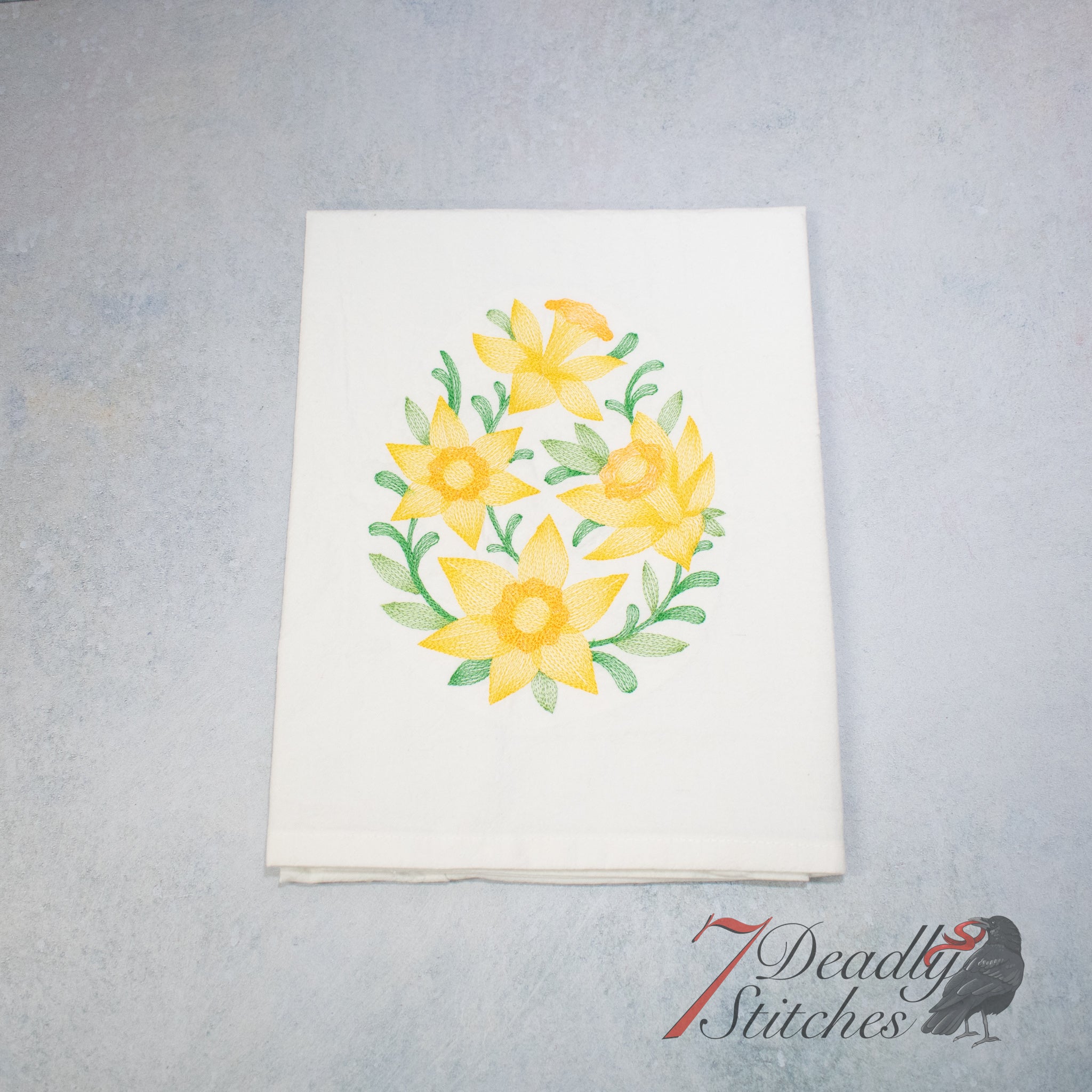 Delightful Daffodils Easter Egg Flour Sack Dish Towel