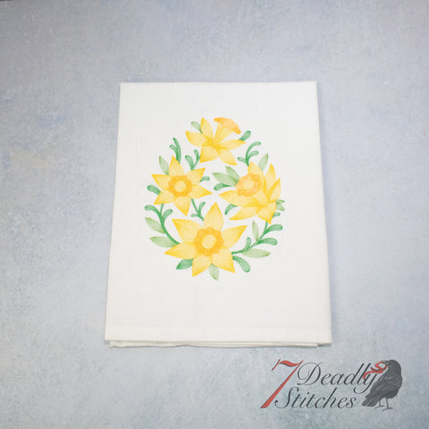 Delightful Daffodils Easter Egg Flour Sack Dish Towel