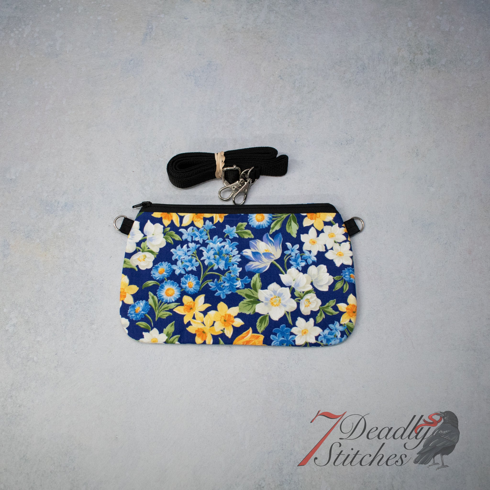 Blue and Yellow Flowers Simple Crossbody