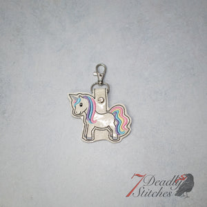 White Glitter Unicorn Keychain